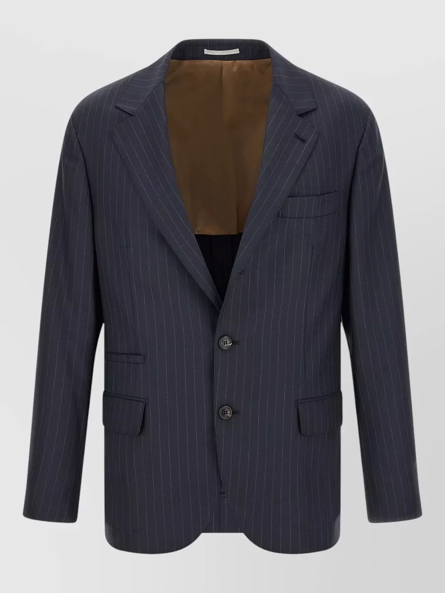 Brunello Cucinelli Pinstriped virgin wool single-breasted blazer