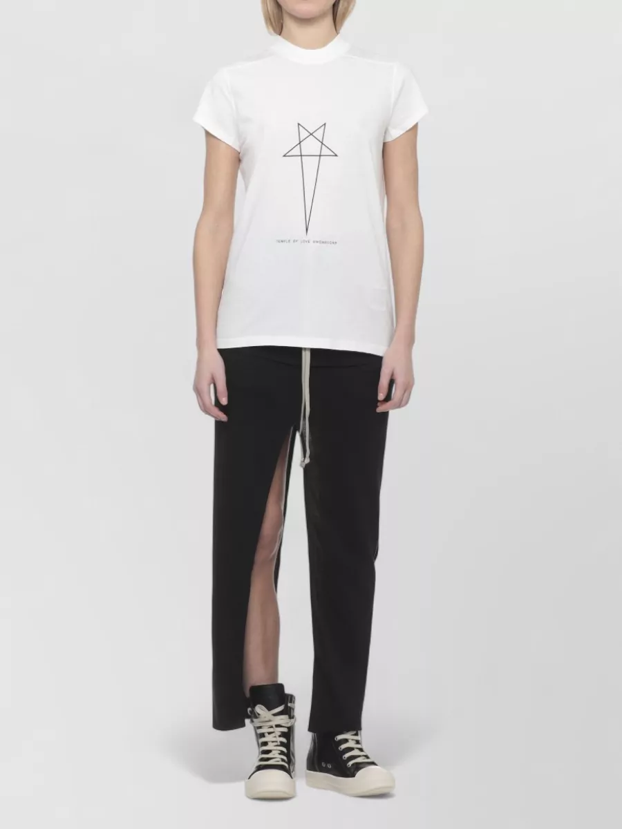 Rick Owens Drkshdw Womens Cotton T Shirt Round Neckline Graphic Print