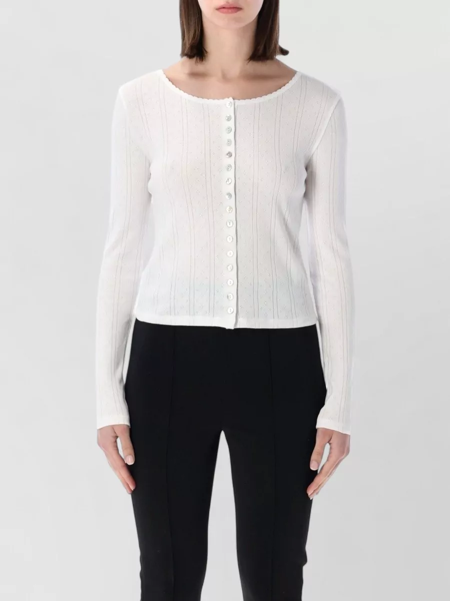 Róhe Cotton Pointelle Cropped Cardigan