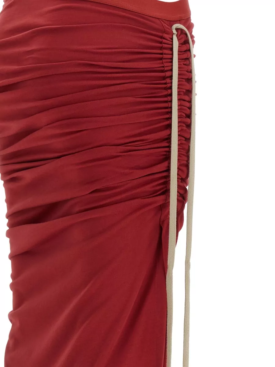 Rick Owens Moncler Maxi Skirt Ruched Drawstring Slit