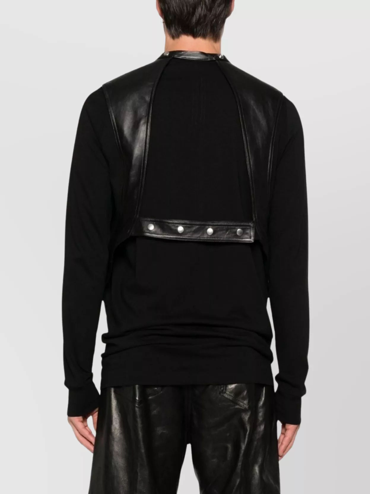 Rick Owens Leather Vest With Multiple Zip Pockets And Open Back In Black