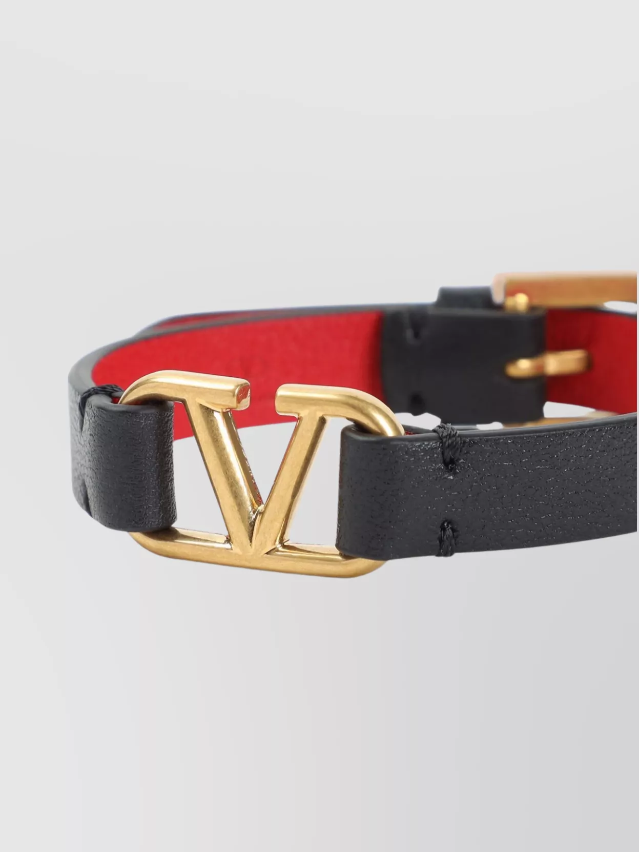 Valentino Garavani Leather Bracelet Adjustable Golden Hardware