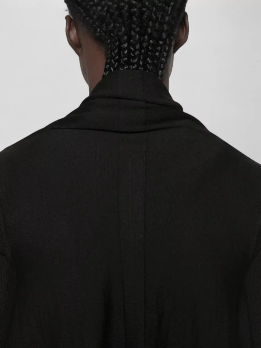 Rick Owens Wool Ribbed Draped Wrap Cardigan