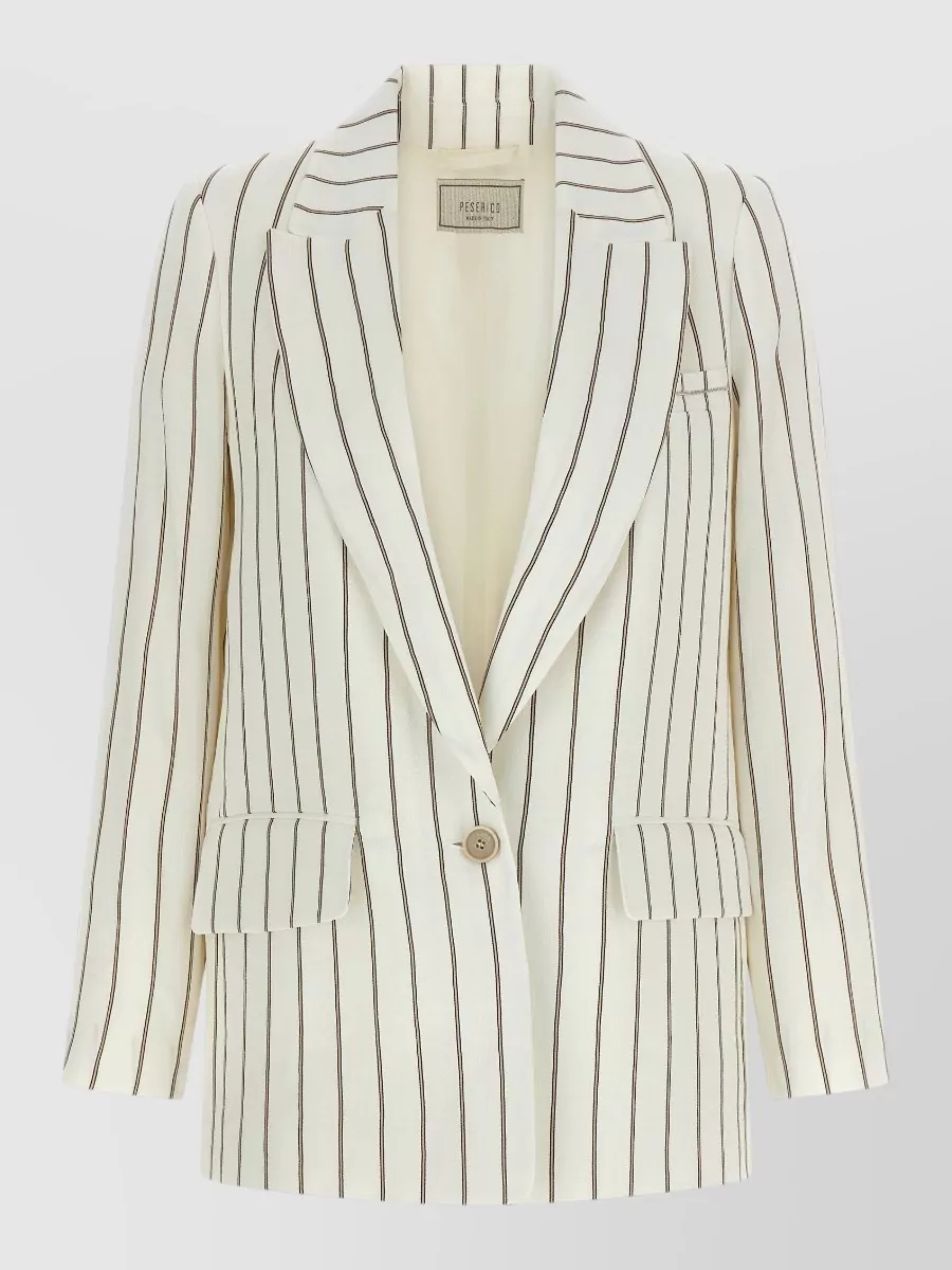 Peserico Linen Cotton Pinstripe Single-Breasted Blazer