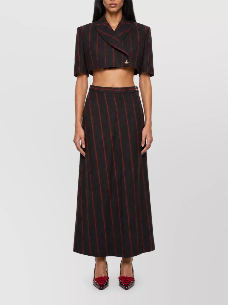 Vivienne Westwood Virgin Wool Pinstripe Tartan-Check Asymmetric Maxi Skirt