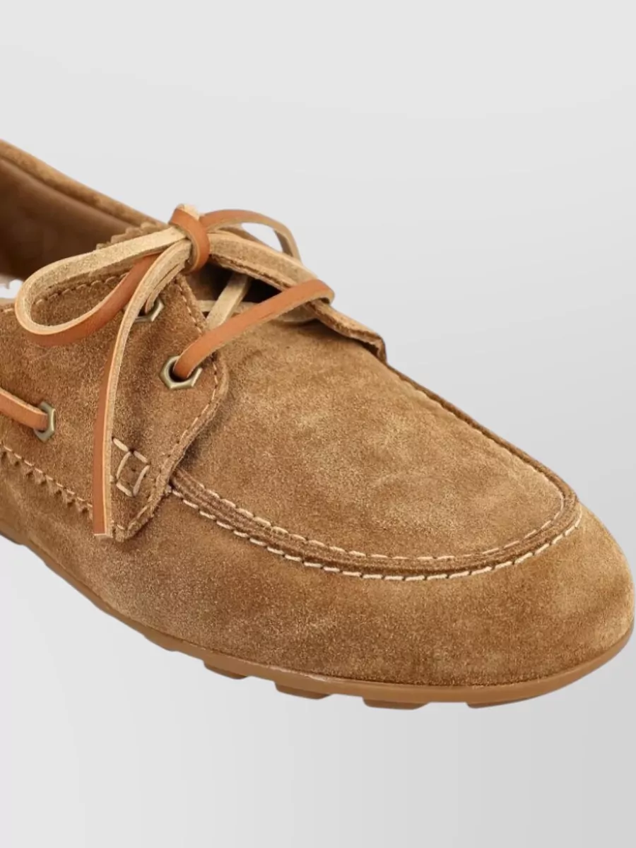 Hogan Suede Lace Moccasin Boat Loafers