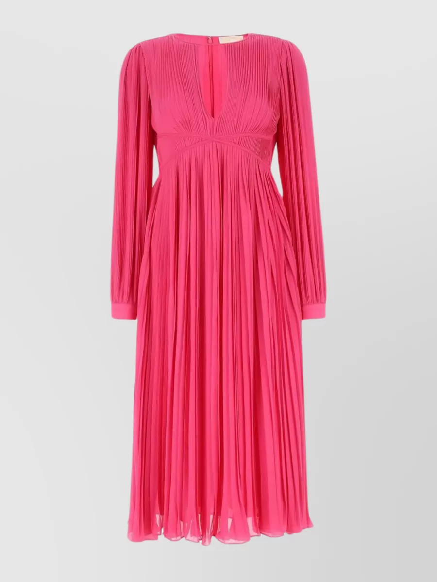 Michael Kors Sophisticated Pleated Midi Dress In Pink