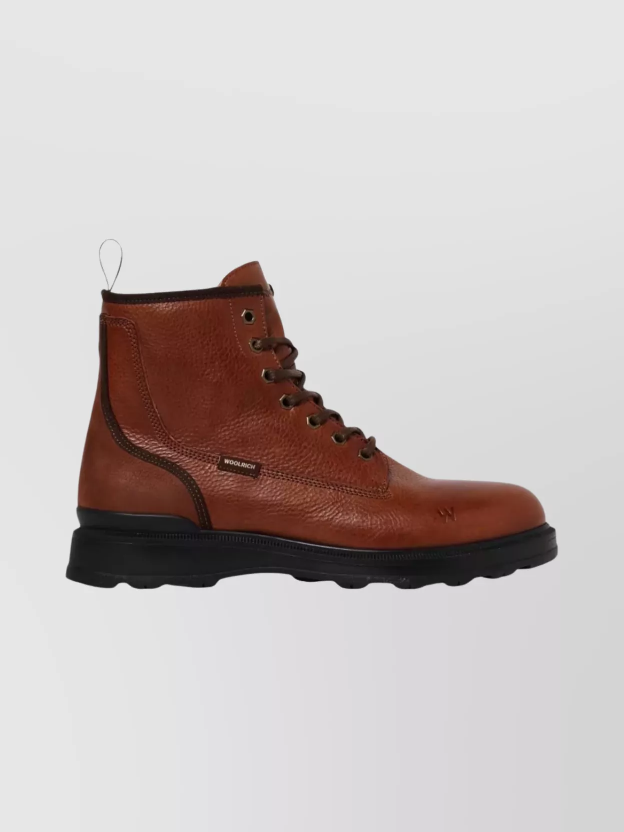 Woolrich Round Toe Leather Boot With Pull Tab