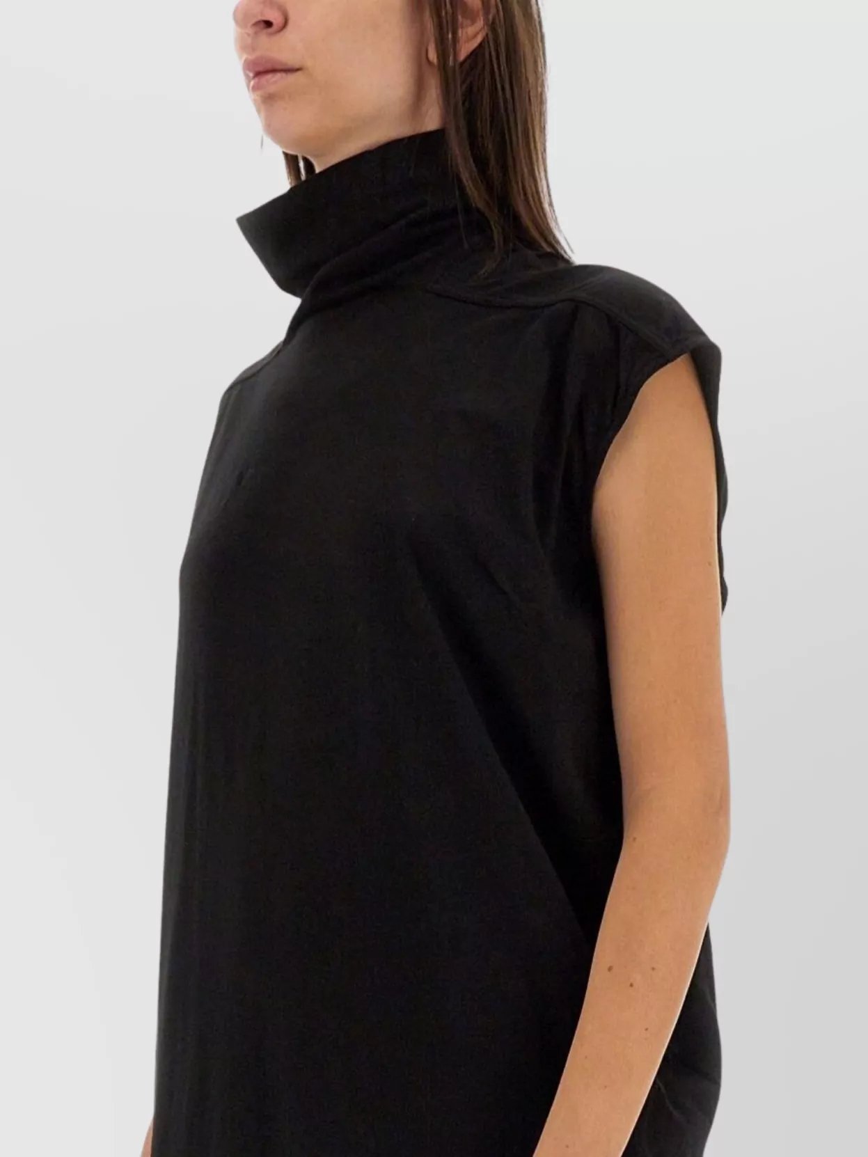 Rick Owens Drkshdw Long Dress With Cap Sleeves And Draped Detail