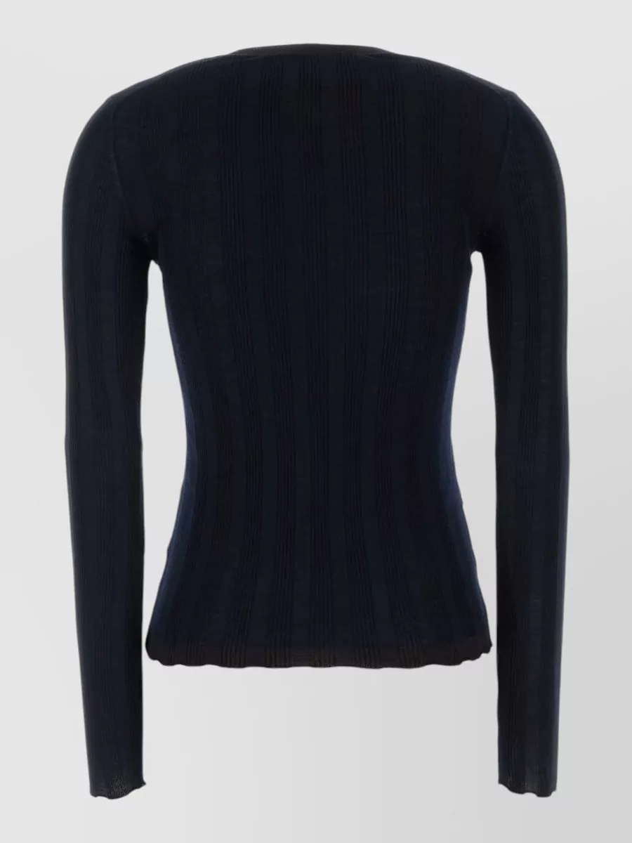 Prada Ribbed Virgin Wool Sweater In Black