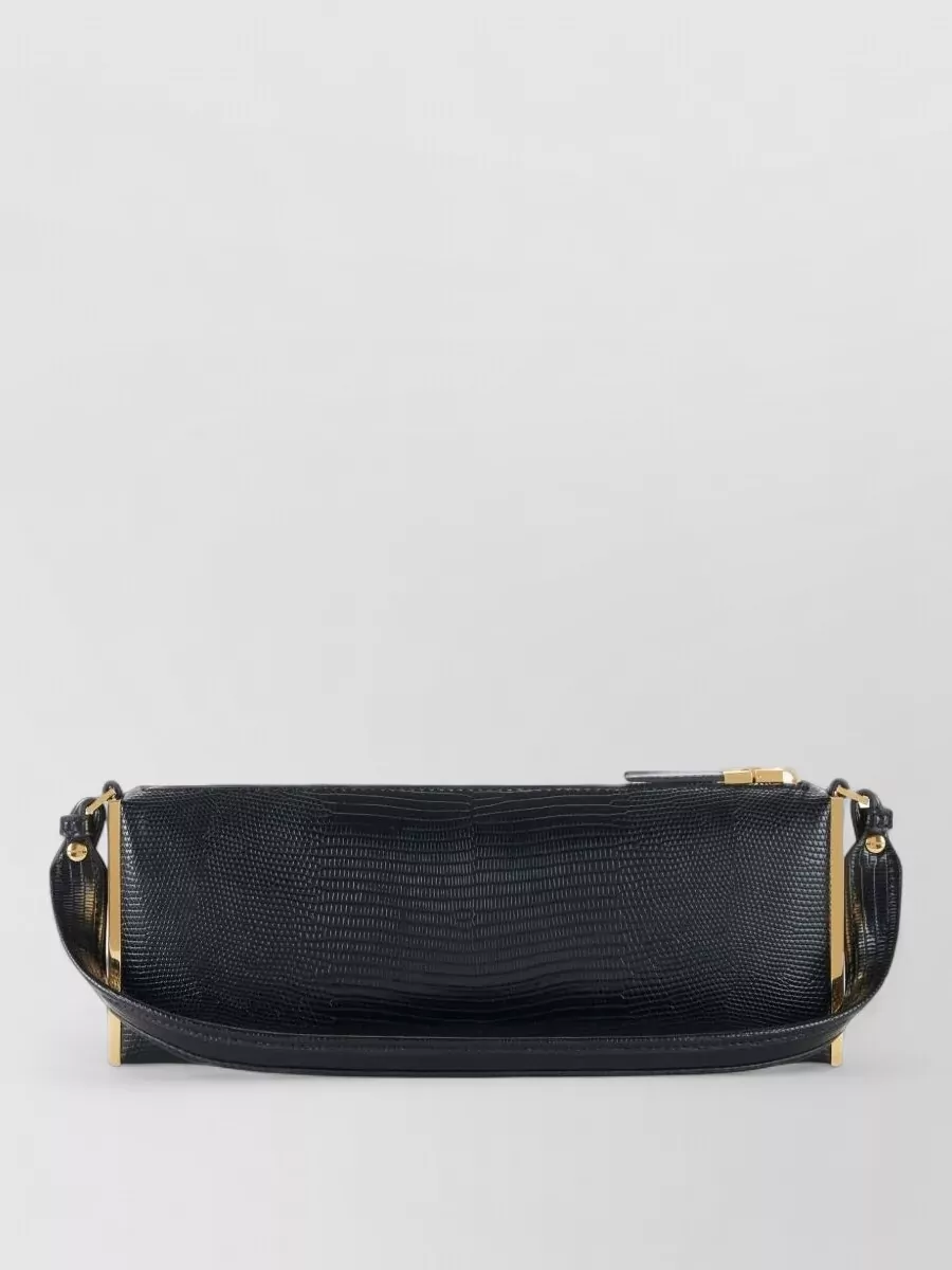 Elisabetta Franchi Lizard Embossed Faux Leather Clutch Bag