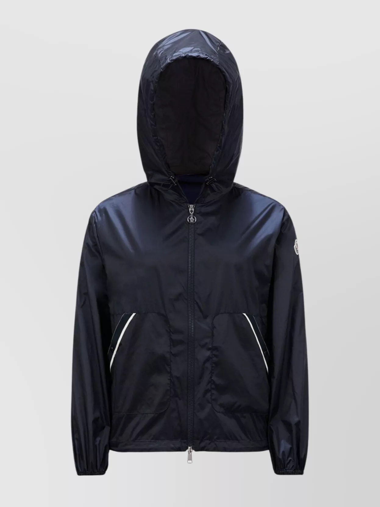 Shop Moncler Adjustable Hooded Jacket With Zip Pockets