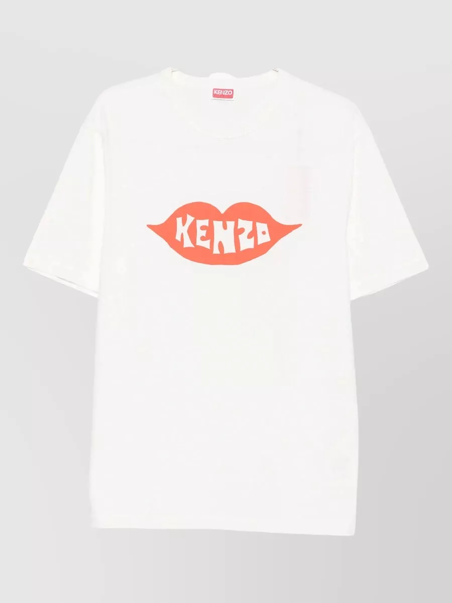 Kenzo Graphic Print Round Neck Short Sleeve T-shirt In Metallic