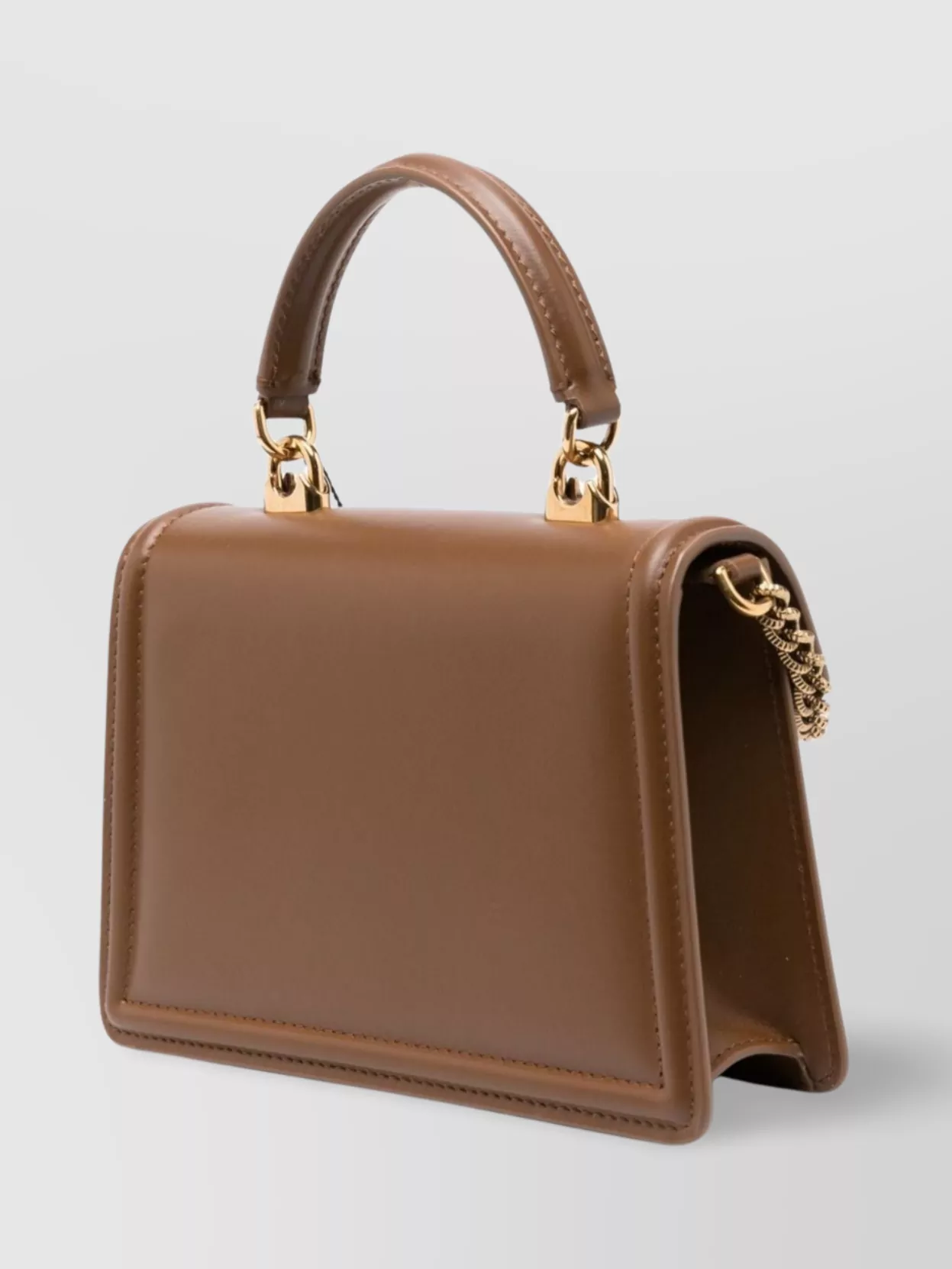Dolce & Gabbana Heart Embellishment Small Leather Handbag In Brown
