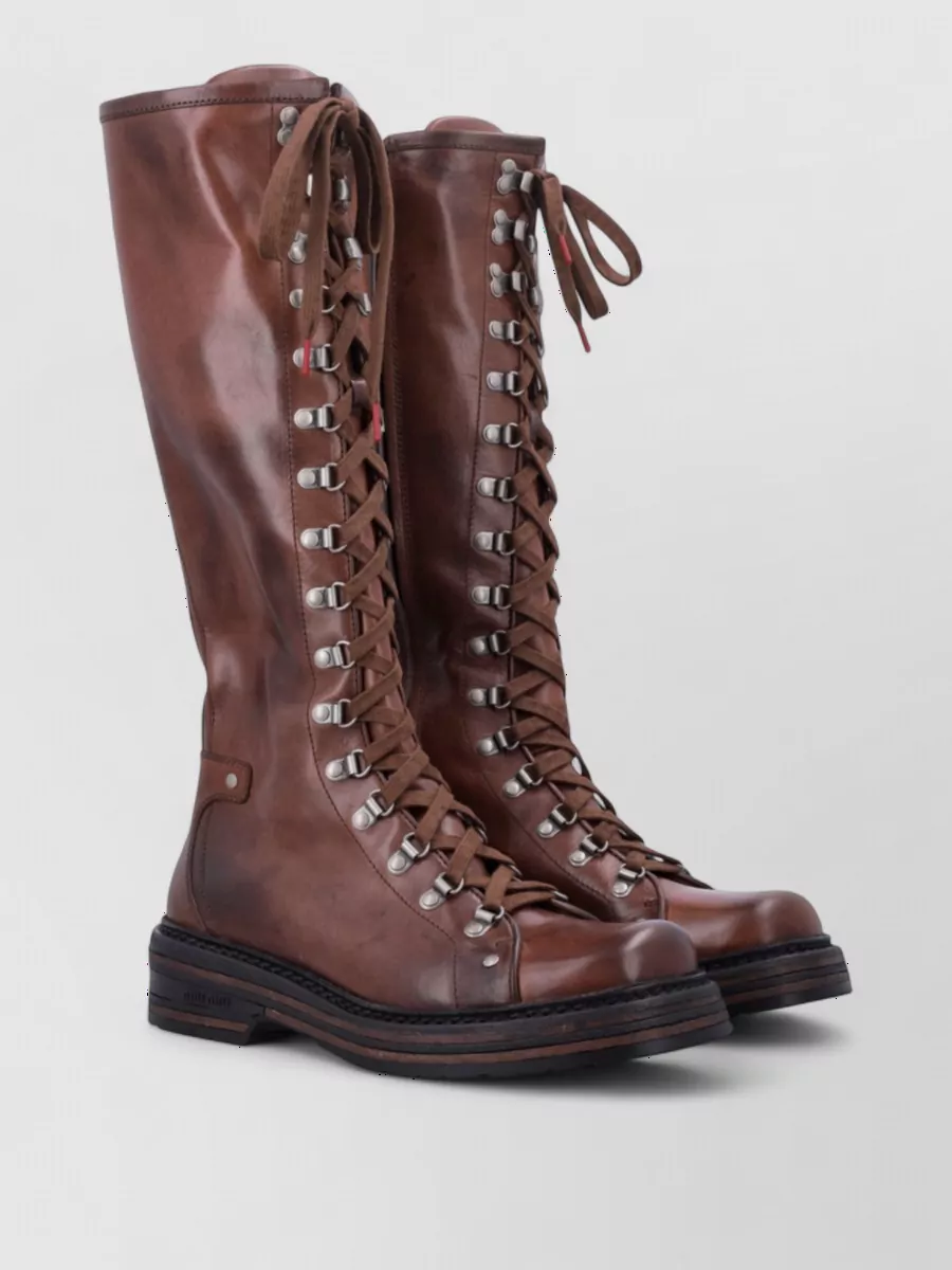 Miu Miu leather lace-up ankle boots