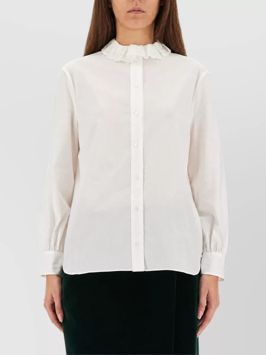 Saint Laurent Cotton Pierrot Collar Blouse