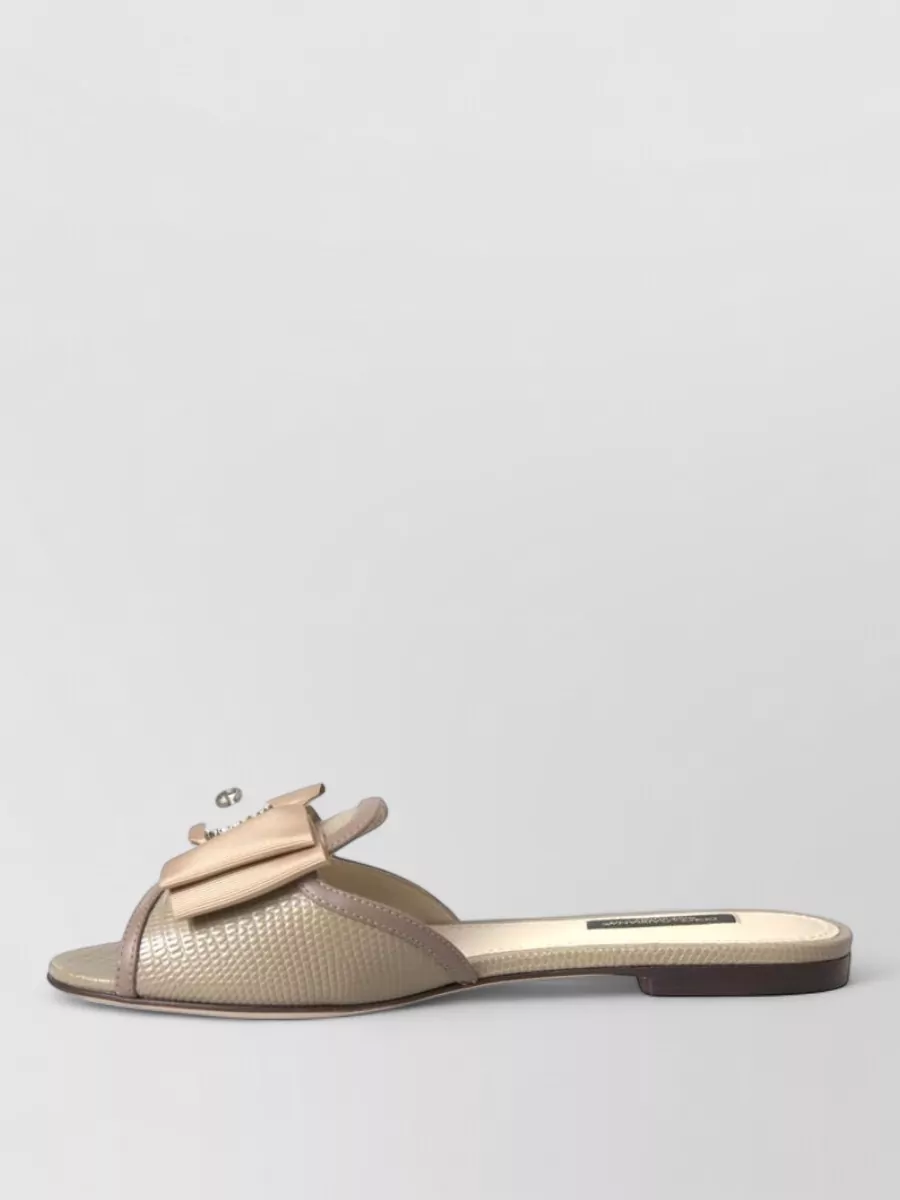Dolce&Gabbana Leather Pearl Embellished Slides