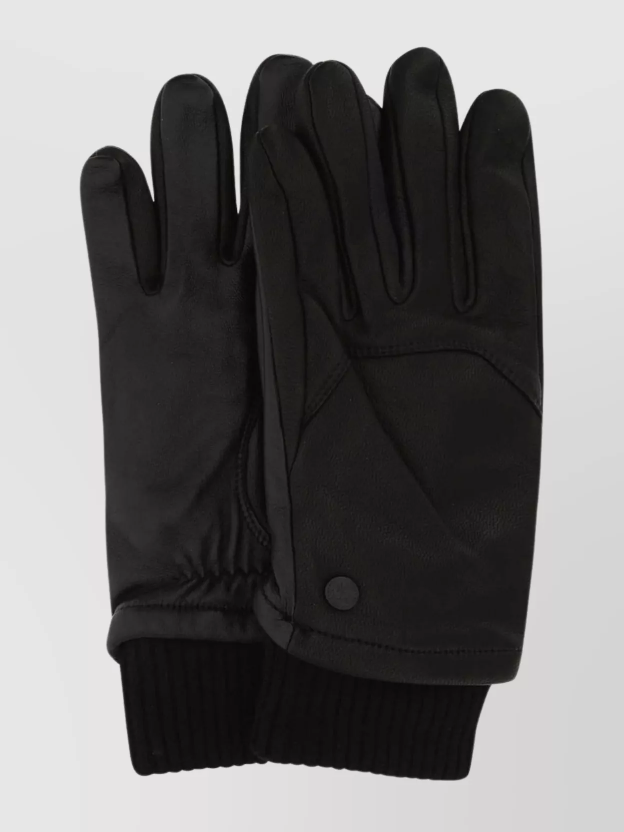 Shop Canada Goose Leather Full-finger Workman Gloves With Ribbed Cuff