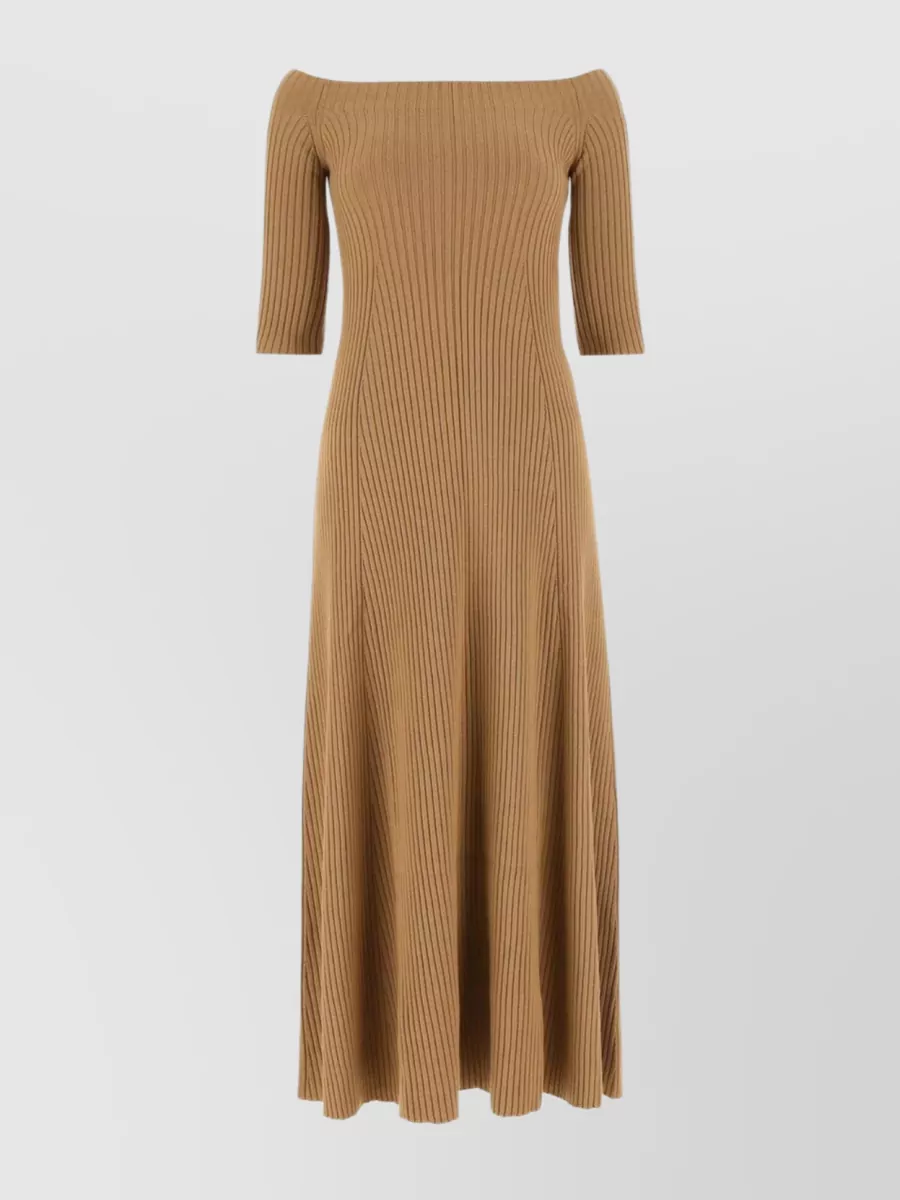 Shop Chloé Wool Blend Flared Hemline Dress In Brown