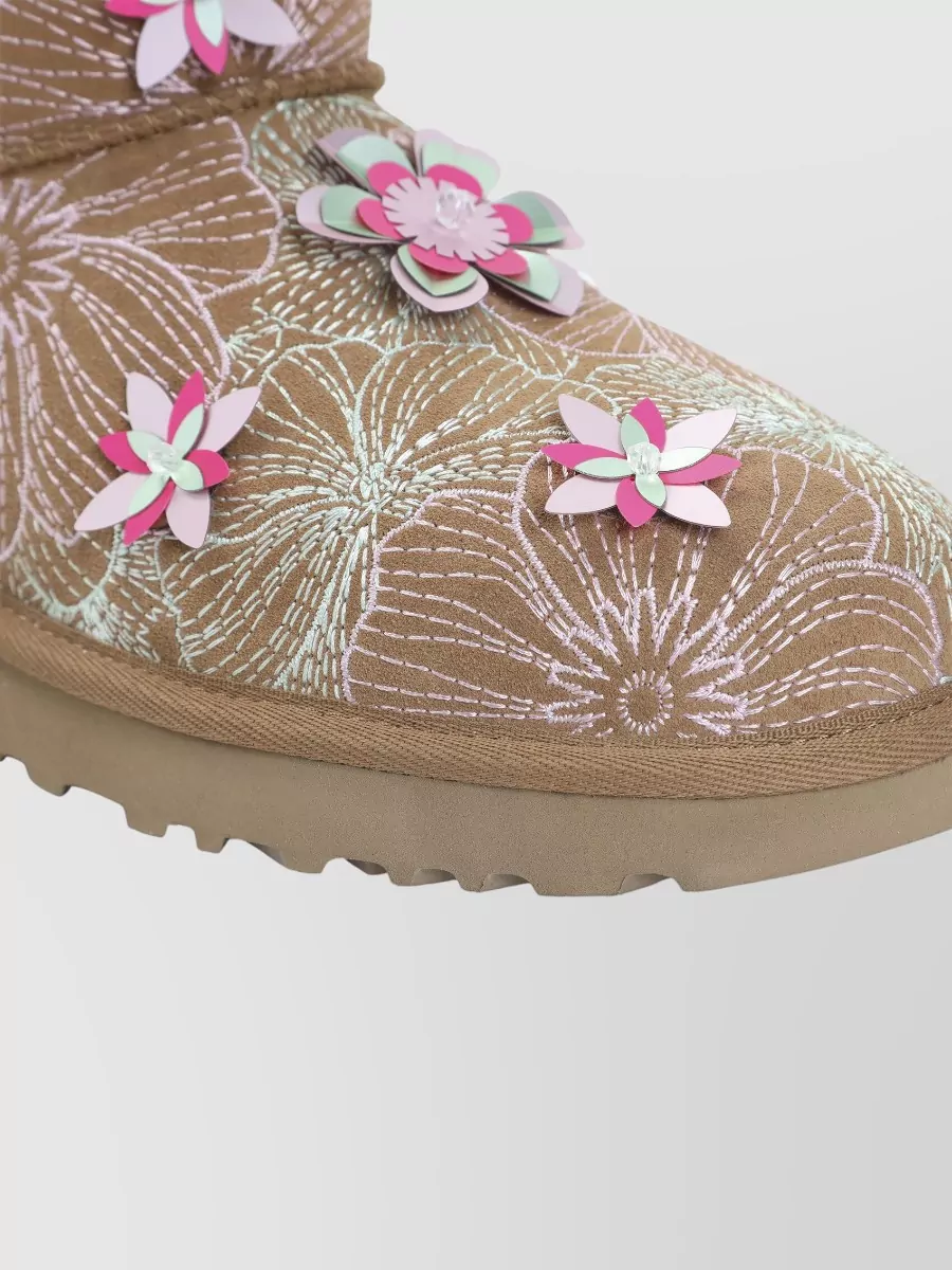 Ugg Embroidered Suede Ankle Boots