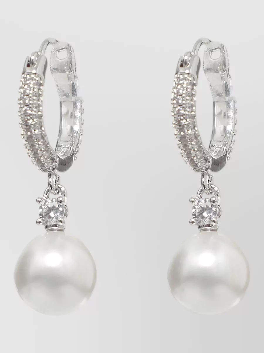 Self-Portrait Crystal-Embellished Pearl Drop Earrings