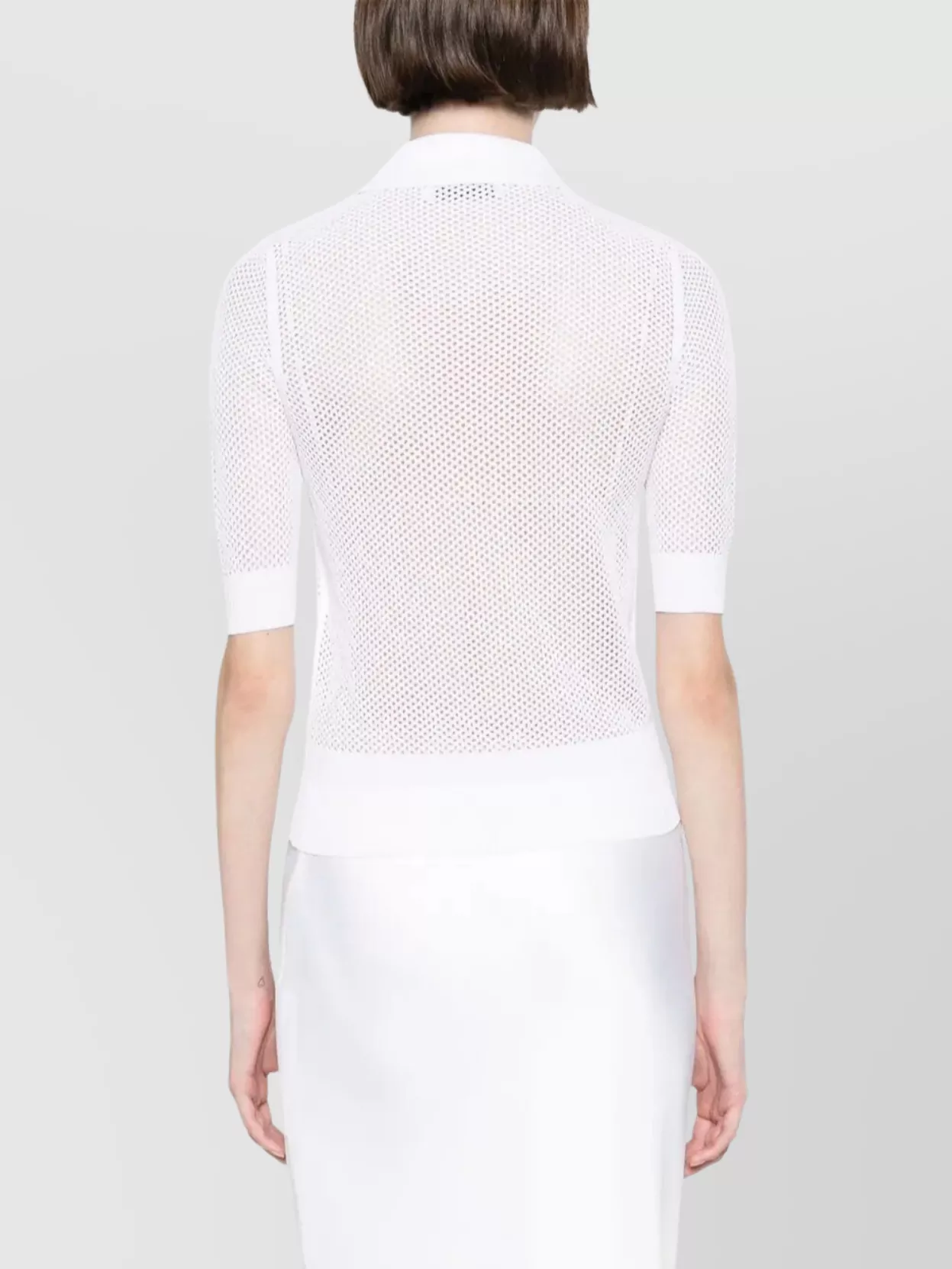 Sportmax Ribbed Polo Collar Knitwear With Mesh Design
