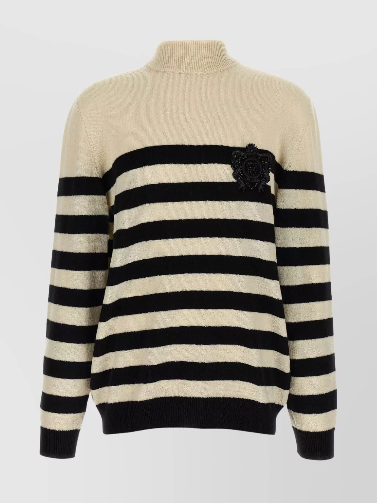 Balmain Striped Sweater With Ribbed Cuffs And Hem In Multi