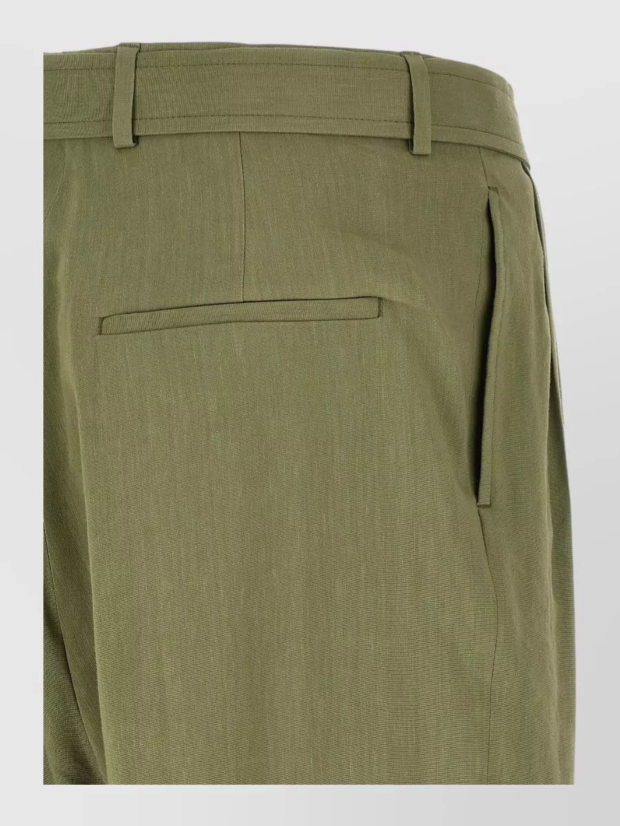 Dries Van Noten Linen Pleated Wide-Leg Straight-Leg Tailored Trousers