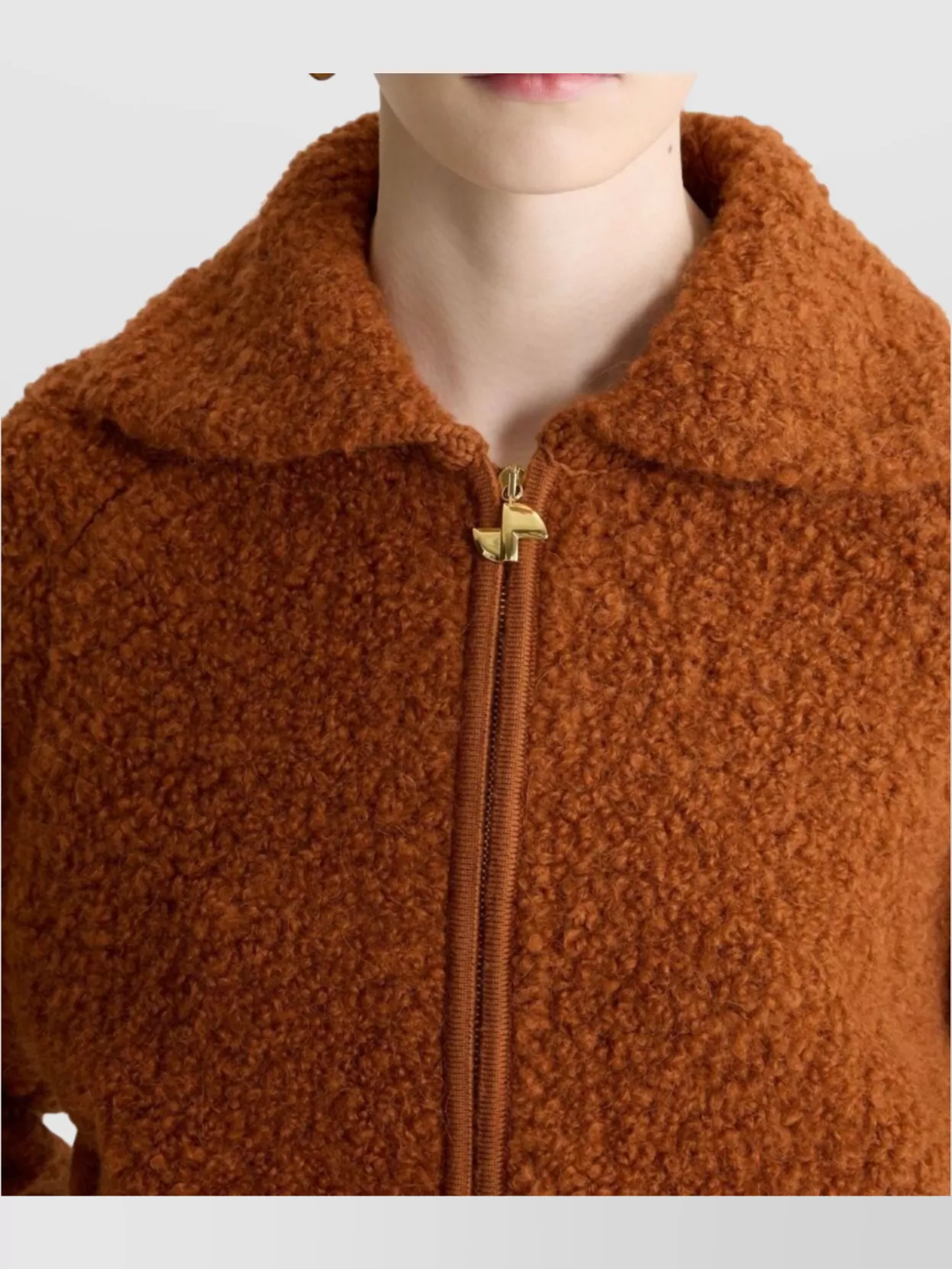 Patou Textured Jacket With Ribbed Cuffs And Hem In Brown