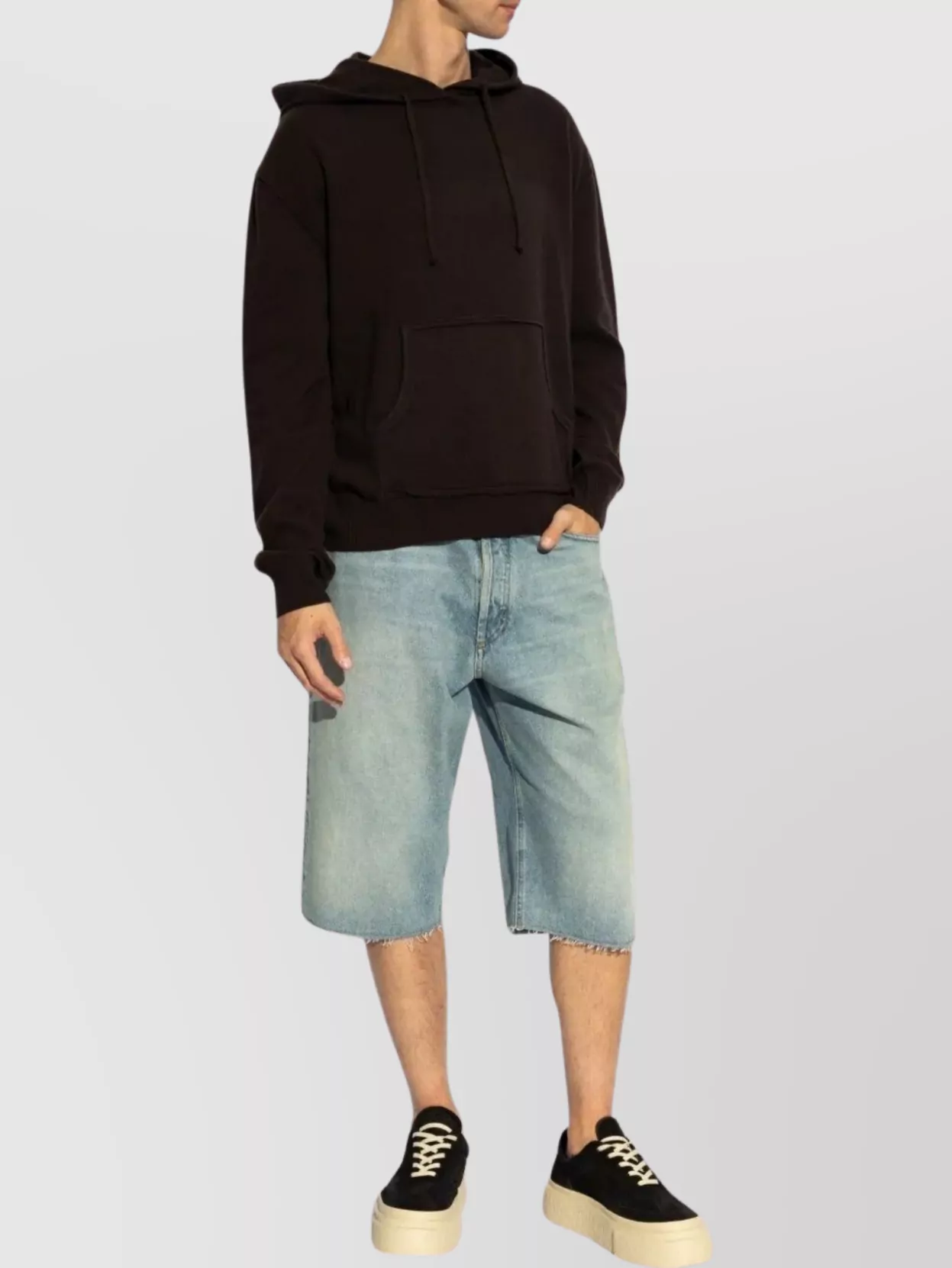 Mm6 Maison Margiela Denim Shorts With Frayed Hem And Belt Loops