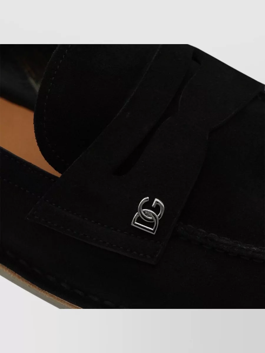Dolce&Gabbana Loafers Flat Sole Round Toe Suede