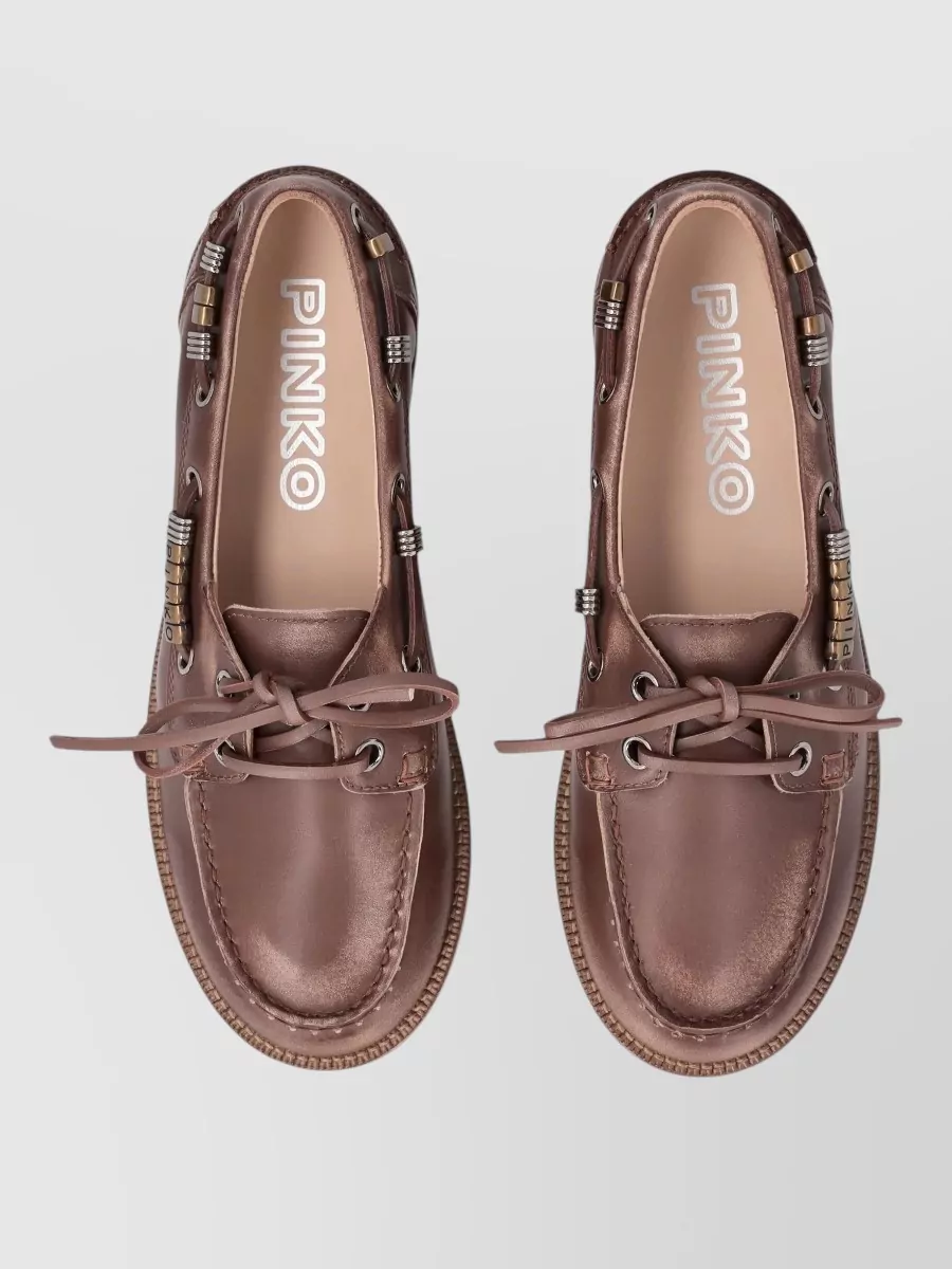 Pinko Grace Loafers Metal Eyelets Rubber Sole