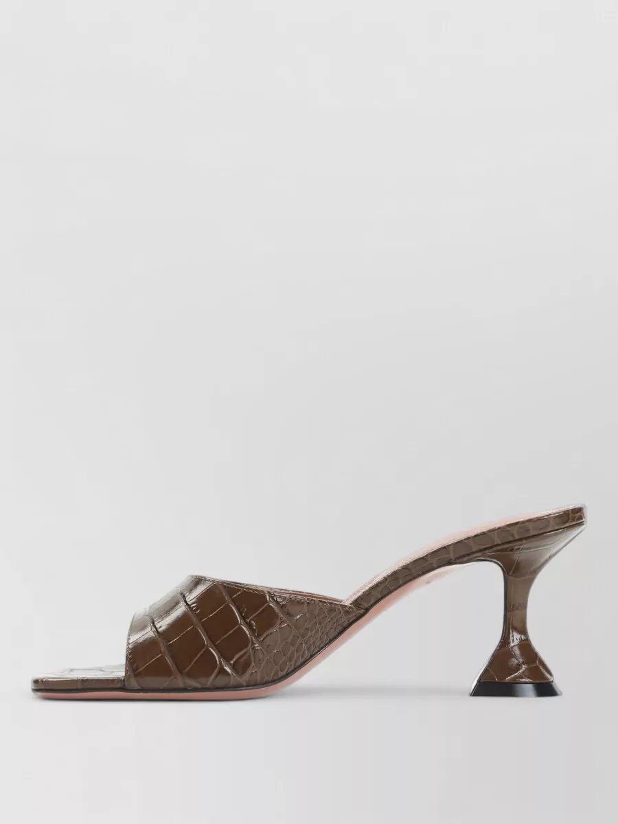 Amina Muaddi Leather Crocodile-Effect Mules
