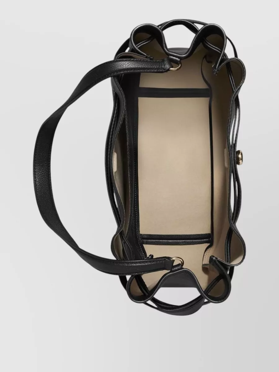 Tory Burch Large Leather Bucket Bag With Button Detail