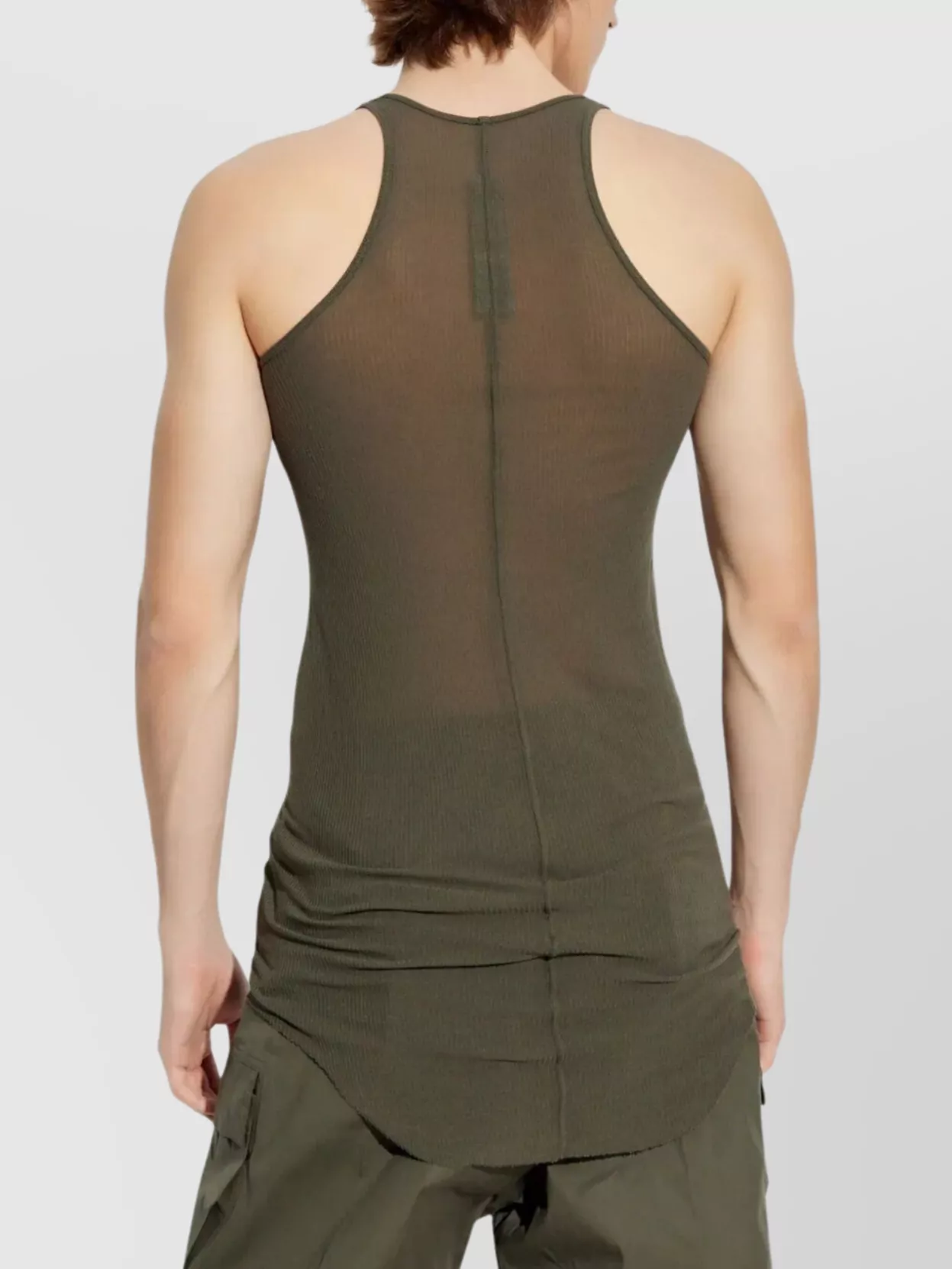Rick Owens Ribbed Racerback Tank Top In Gray