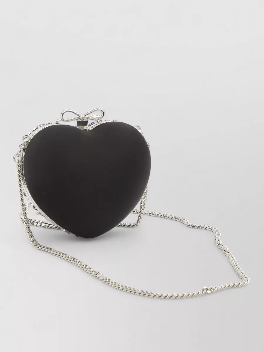 Self-Portrait The Bow Crystal-Embellished Heart Clutch Bag