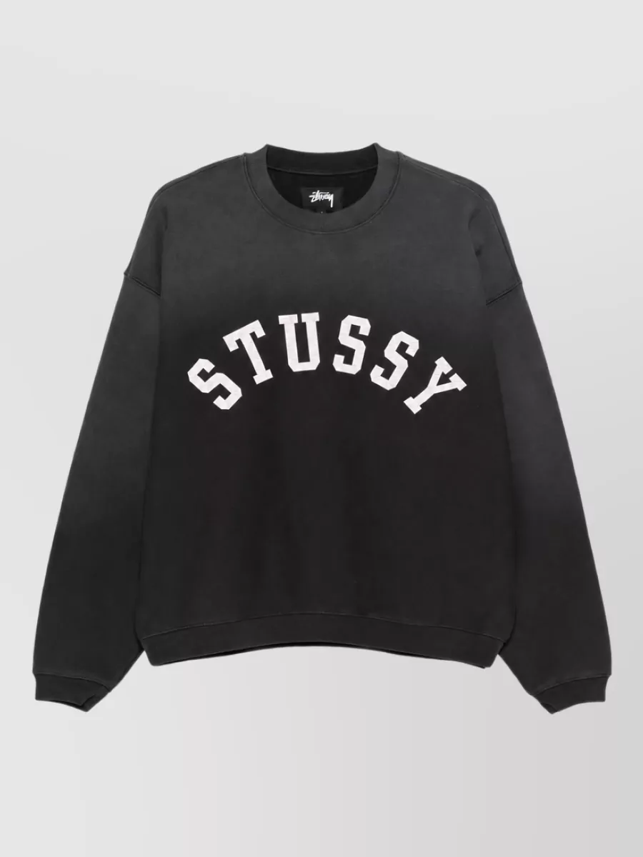 Stüssy Cotton logo print crew neck long sleeve sweatshirt