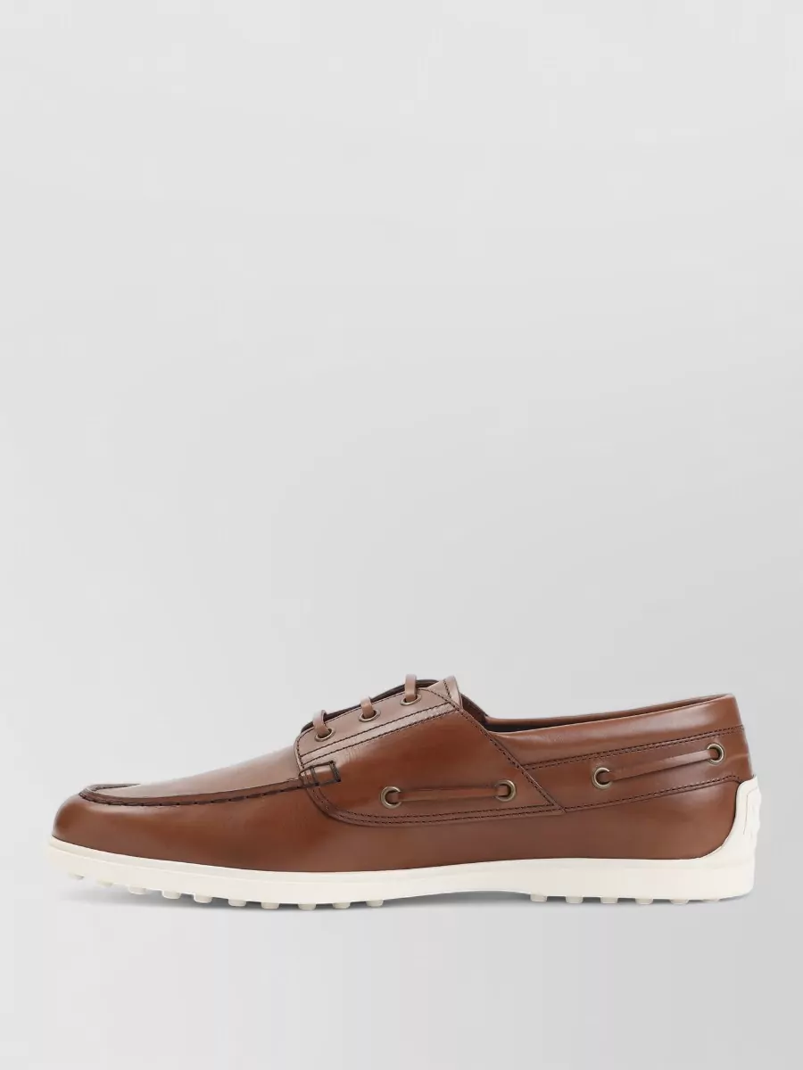 Tod's Boat Loafer Contrast Sole Metal Eyelets