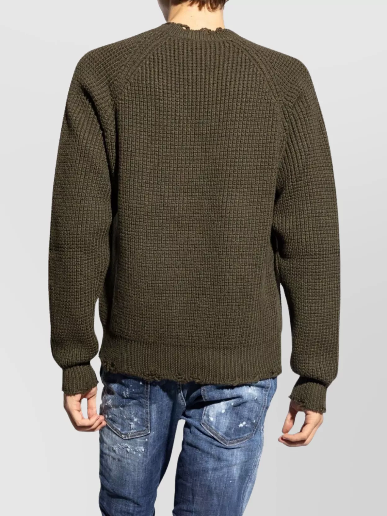 Dsquared2 Long Sleeve Crew Neck Distressed Knit