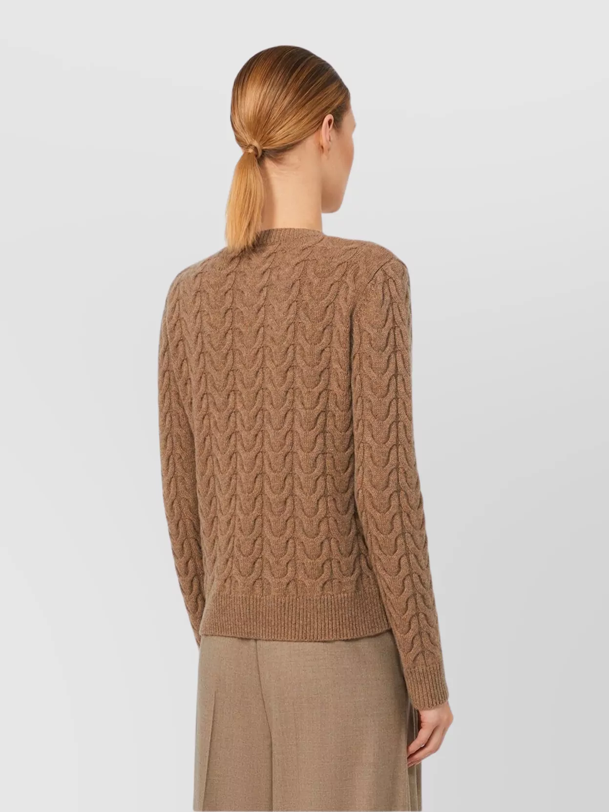 Max Mara Cable Knit Crew Neck Long Sleeve Sweater