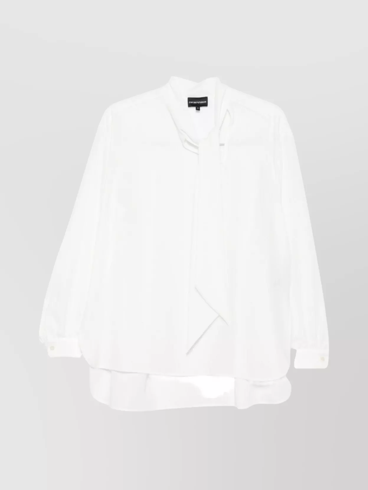 Emporio Armani Neck Tie Blouse High-low Hem In White