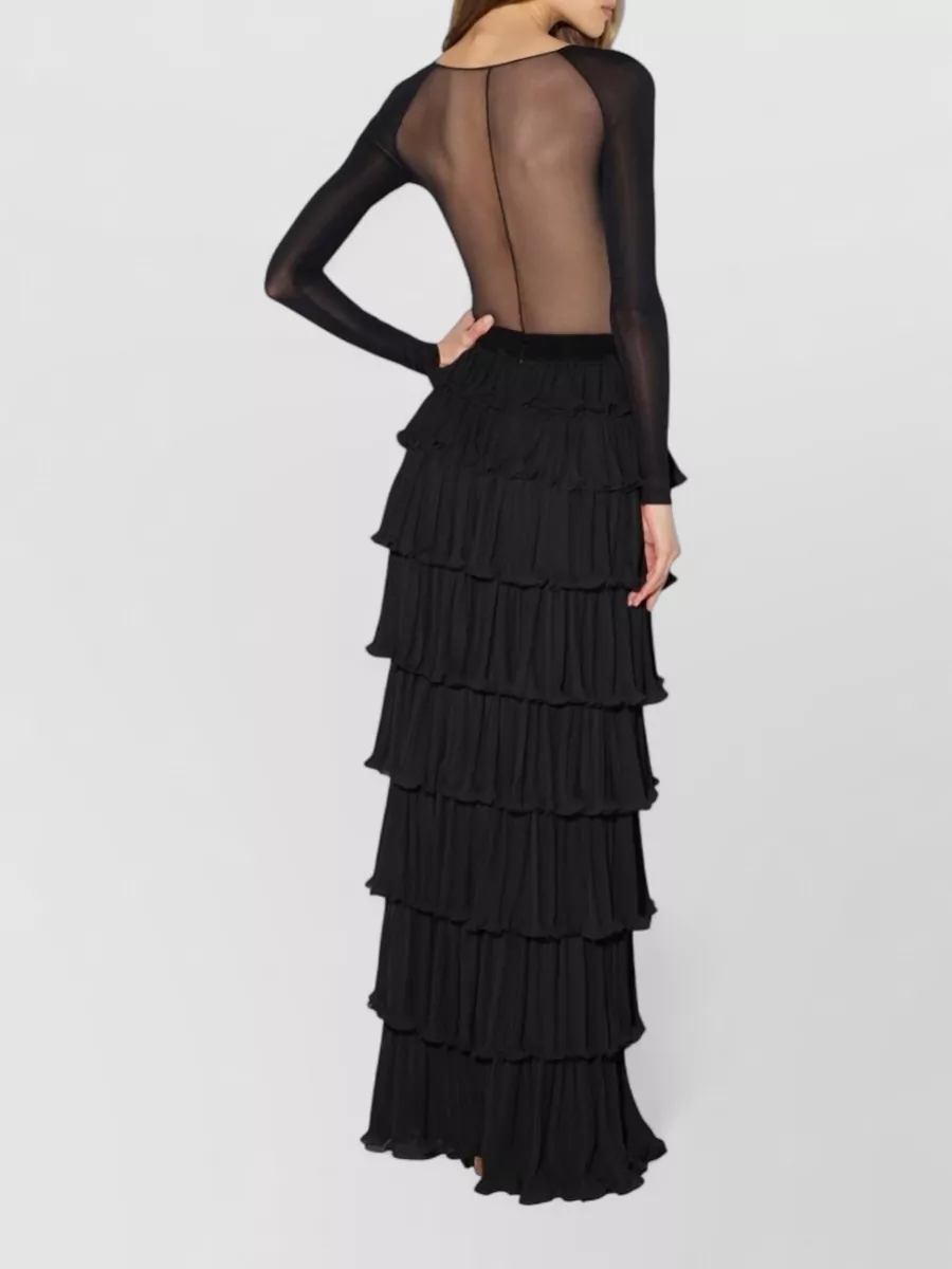 Elisabetta Franchi Sheer Panel Long-Sleeve Bodysuit