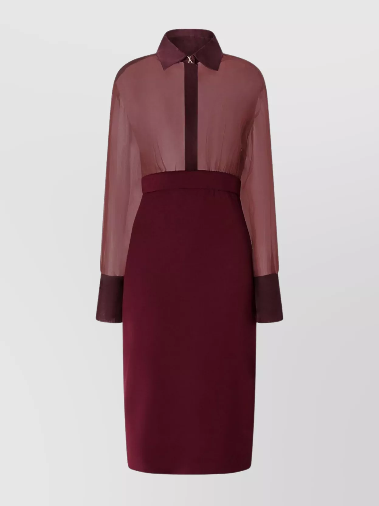Genny Long Sleeve Midi Dress With Back Slit In Burgundy