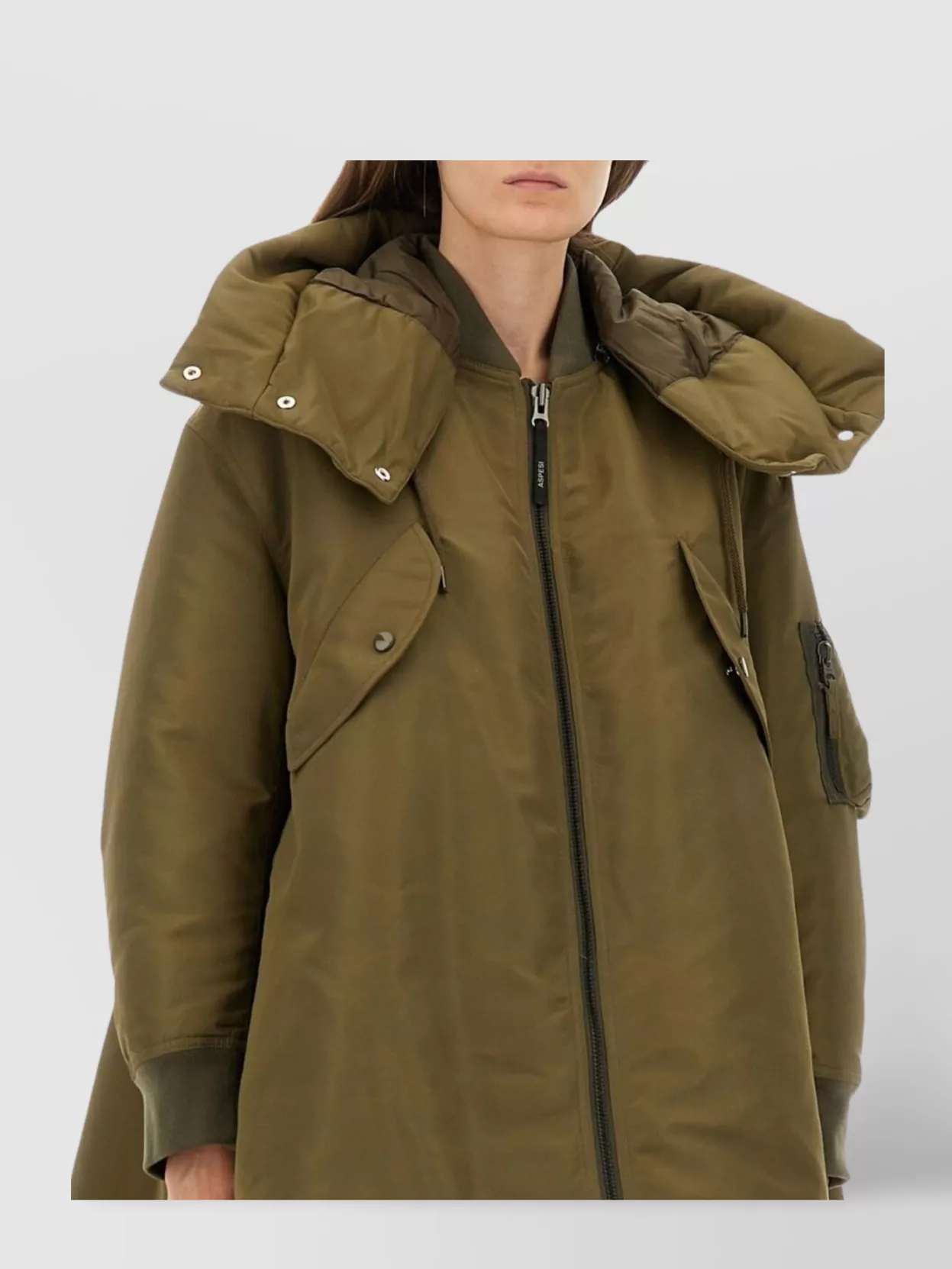 Aspesi Long Hooded Padded Coat Pockets
