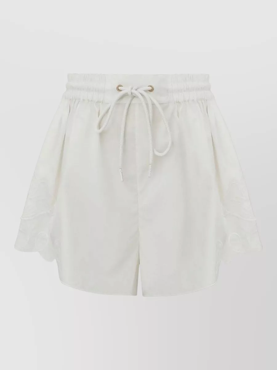 Zimmermann Embroidered Cotton Cropped Shorts