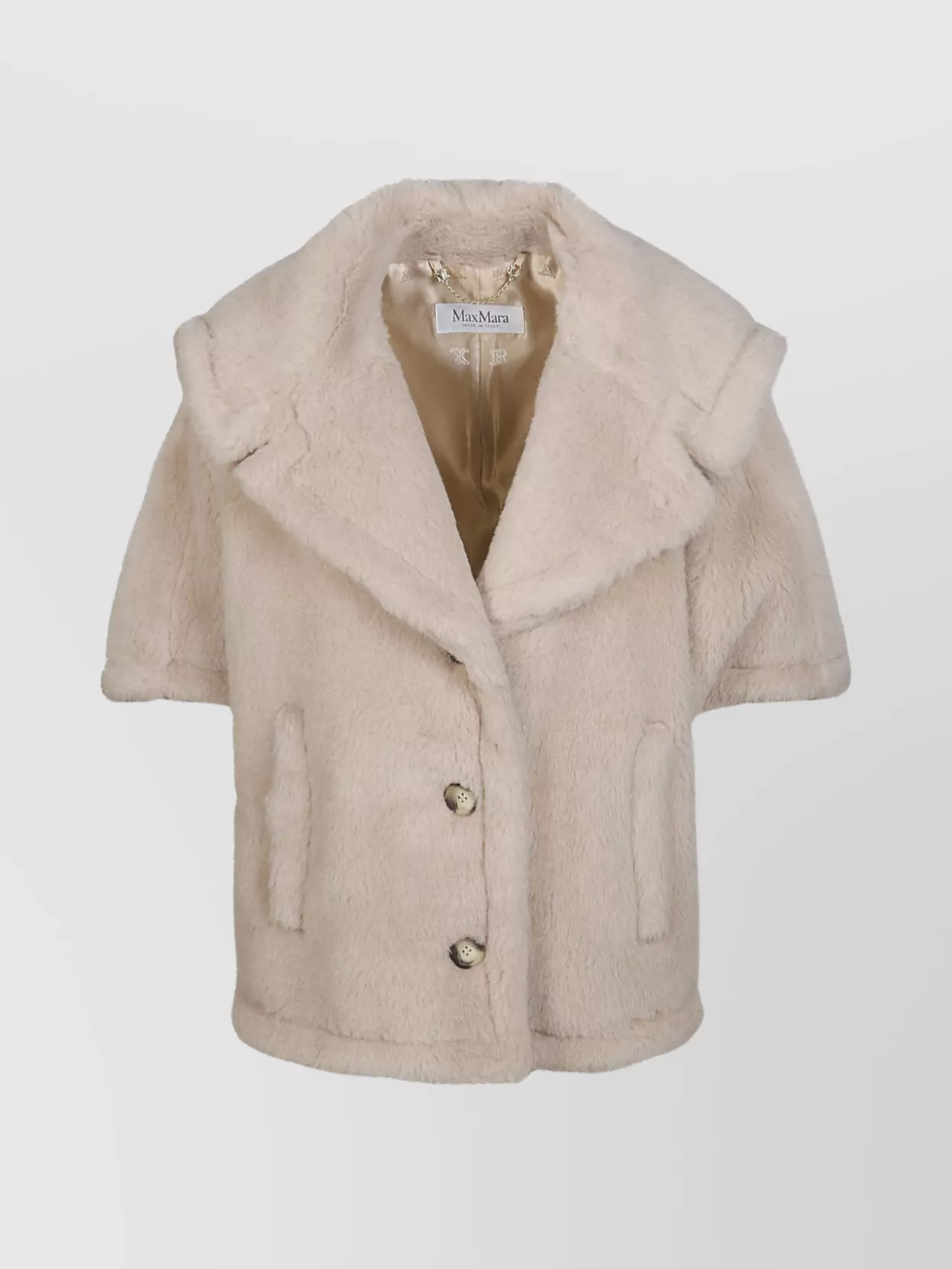 Shop Max Mara Teddy Textured Fur Short-sleeved Jacket