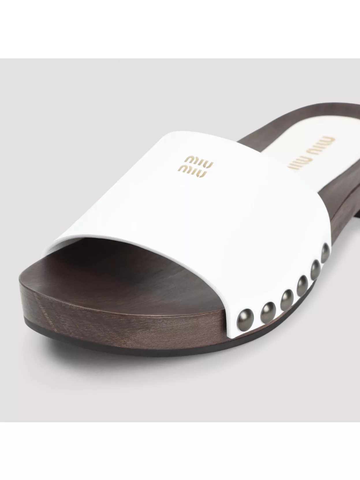 Miu Miu Leather Logo Slide Clogs