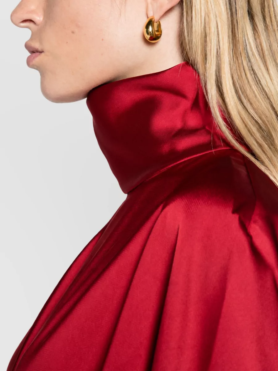 Solace London Draped High-Neck Long-Sleeve Maxi Dress