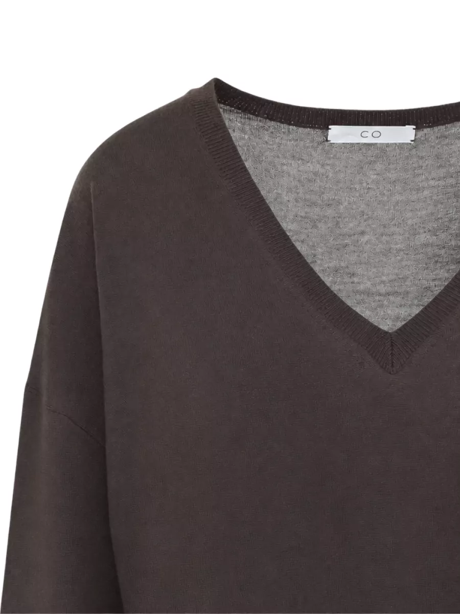 Co Cashmere Ribbed V-Neck Sweater