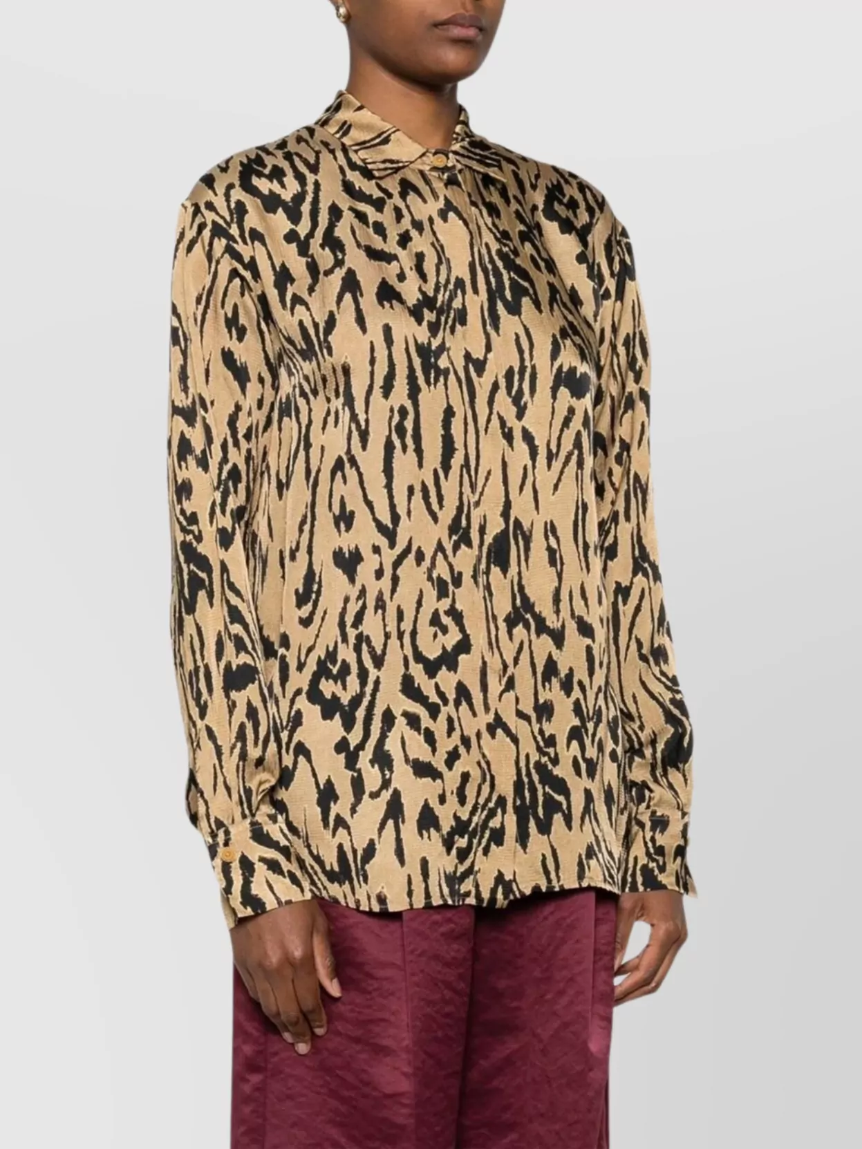 Forte Forte Long Sleeve Animal Print Button Down Top